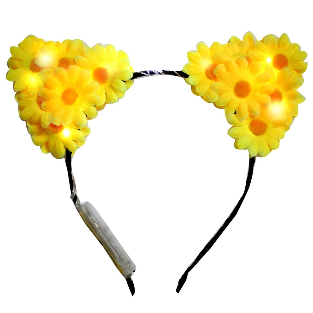 RAVE! Light-up Glow Yellow Flower Cat Ears!